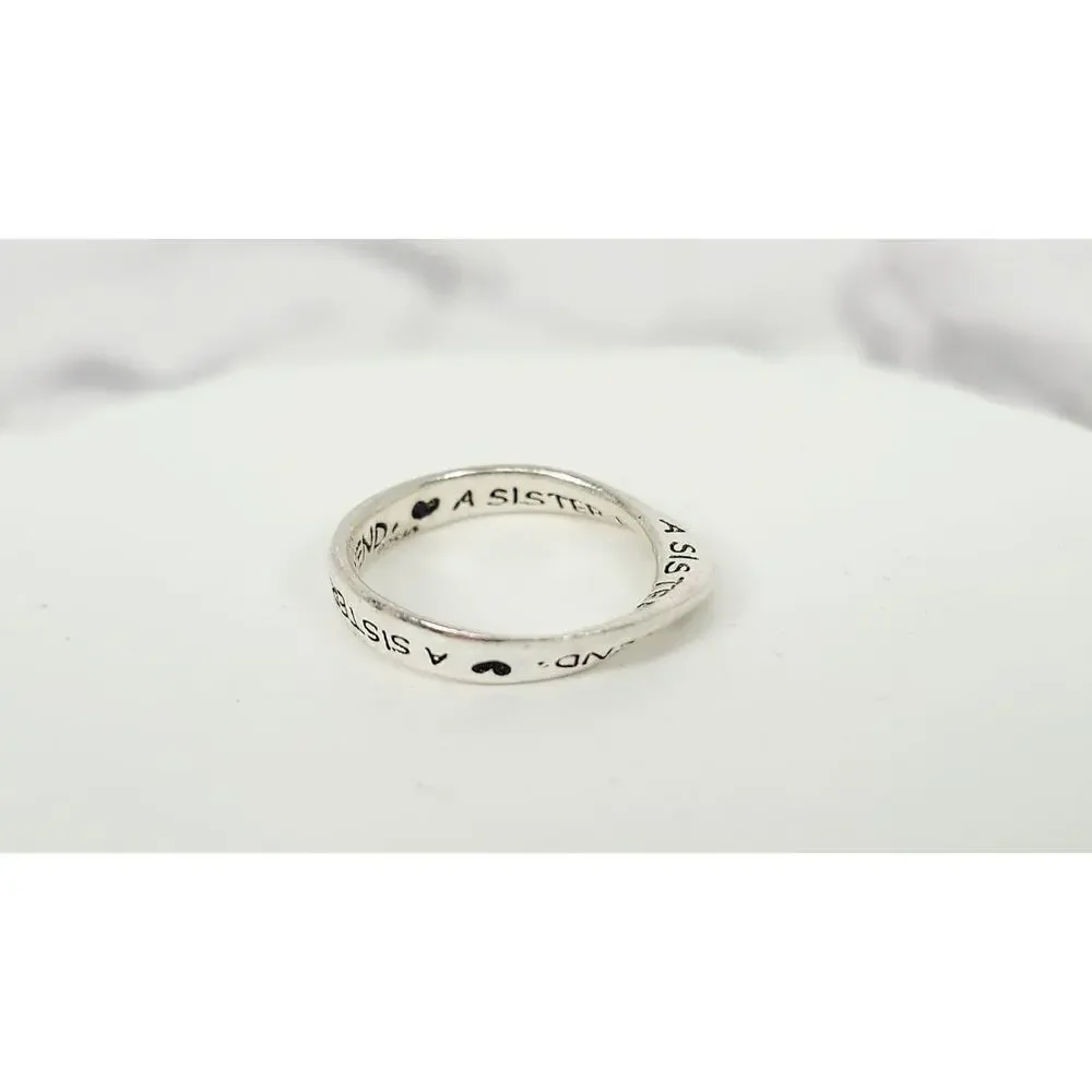 Vintage 925 Sterling Silver Möbius Infinity Sister Friend Inscribed Band Ring